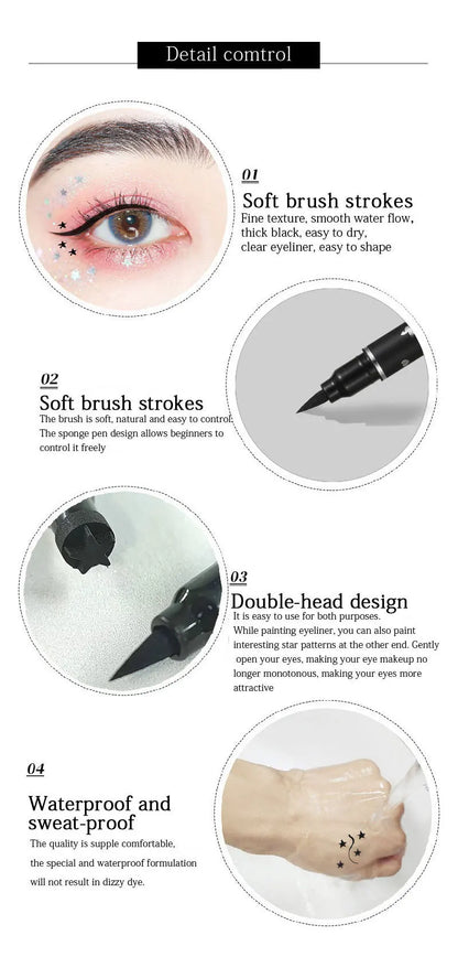 Dragon Ranee Double head Star Seal Eyeliner waterproof non-smudging novice heart plum embellished eye tail eyeliner