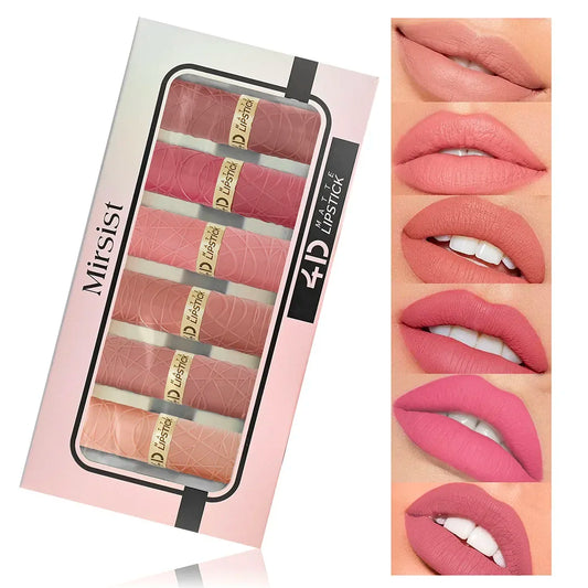 6Pcs Velvet Matte Lipstick Set Sexy Women's Lip Tint Long-Lasting Waterproof Non-Stick Moisturizing Lip Cosmetics Makeup
