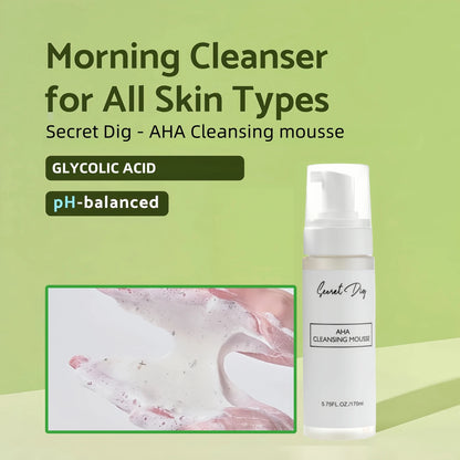 AHA Deep Cleansing Foam, Facial Cleanser, for Double Cleansing, AHA, Hyaluronic Acid, Glycerin, Face Wash, Blackhead Remover