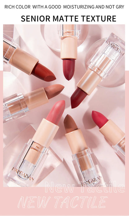 HANDAIYAN Matte Nude Lipstick Velvet Finish Lipsticks Long-Lasting Waterproof Women's Makeup Korean Cosmetic Popular Gift Item