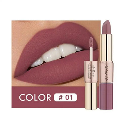 O.TWO.O 2 in 1 Matte Lipstick Lip Gloss Cosmetics Waterproof Pintalabios Batom Mate Lips Makeup Rouge 12 Colors Lip Stick