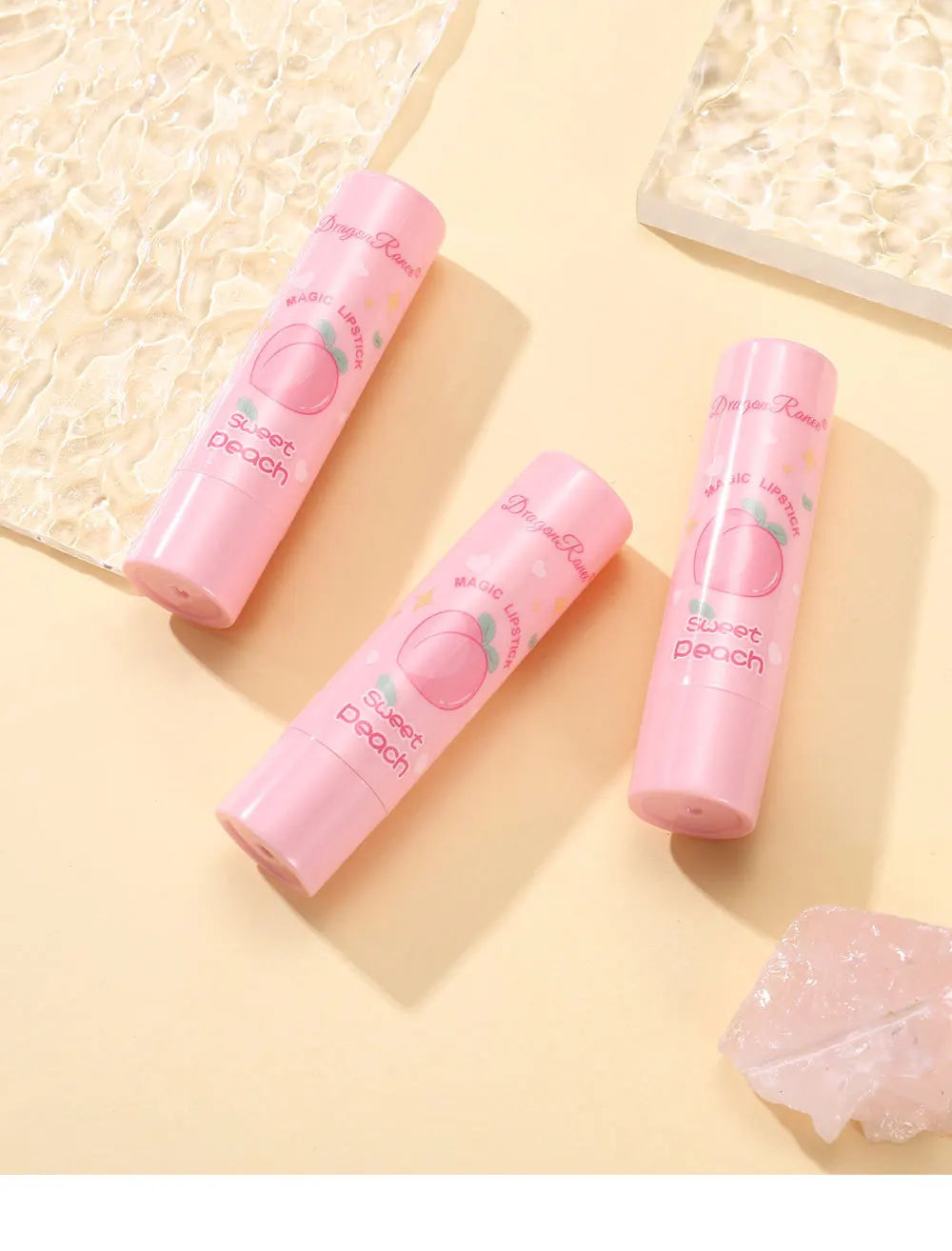 1PC Color Changing Lip Balm Temperature Change Tinted Lipstick Peach Moisturizing Lasting Waterproof Makeup Lip Care Cosmetics