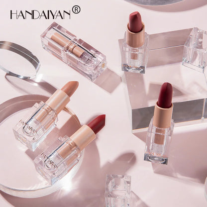 HANDAIYAN Matte Nude Lipstick Velvet Finish Lipsticks Long-Lasting Waterproof Women's Makeup Korean Cosmetic Popular Gift Item