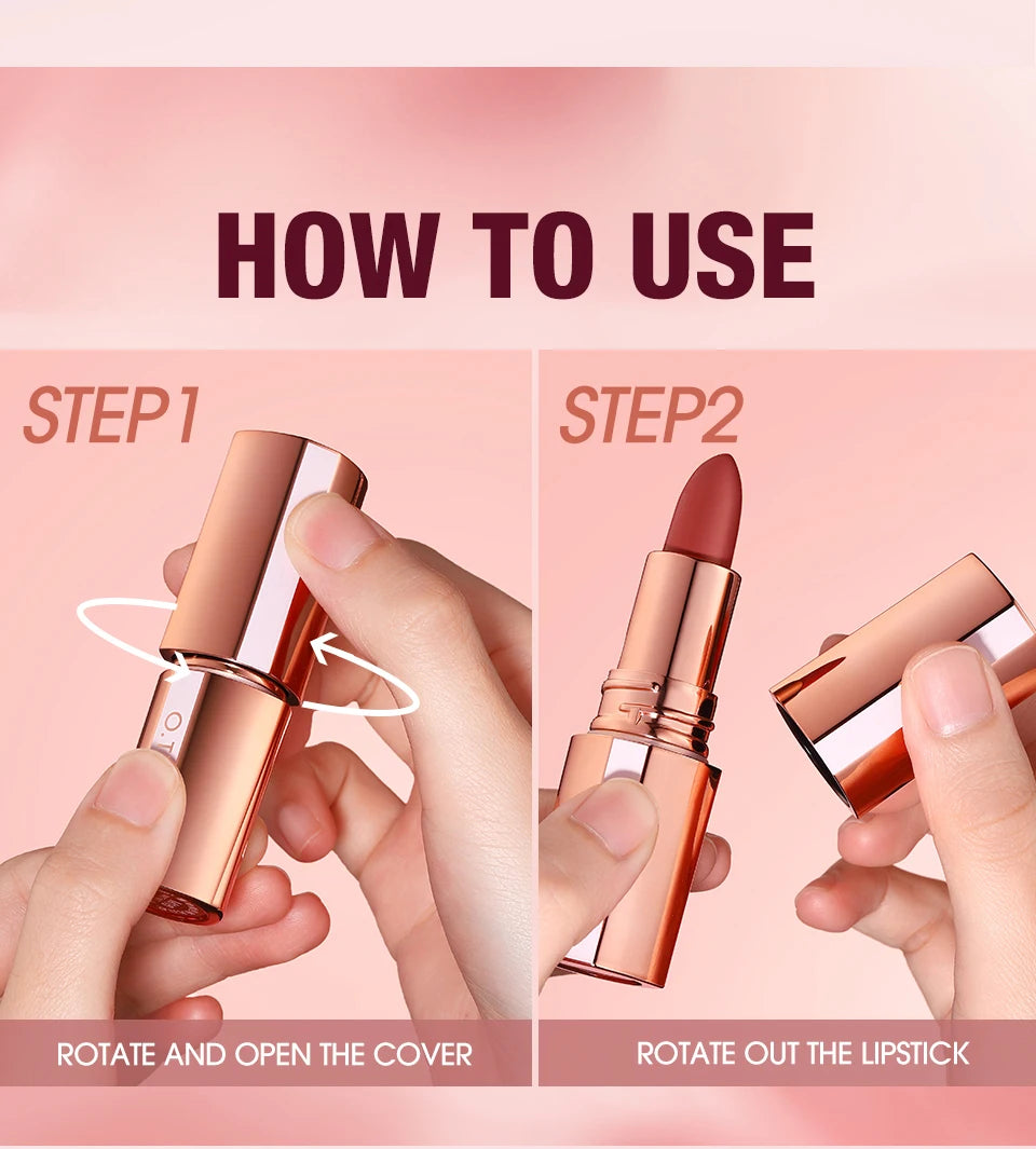 O.TWO.O Matte Lipstick Long Lasting Waterproof Lip Stick Smudge-free Classic Highly Pigmented Velvet Finish Lip Tint Makeup