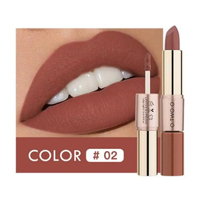 O.TWO.O 2 in 1 Matte Lipstick Lip Gloss Cosmetics Waterproof Pintalabios Batom Mate Lips Makeup Rouge 12 Colors Lip Stick