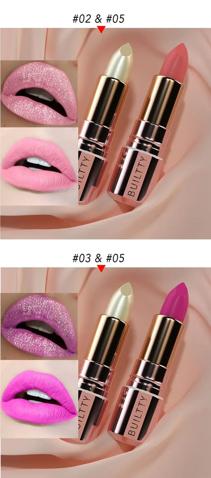 Pearl White Exhibitionist Lipstick Nude Red Pink Matte Lipstick Long Lasting Smudge Proof Waterproof Non-Transfer Formula