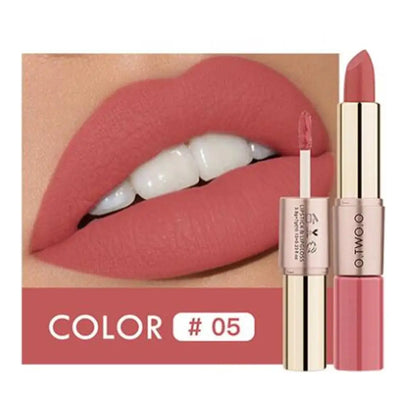 O.TWO.O 2 in 1 Matte Lipstick Lip Gloss Cosmetics Waterproof Pintalabios Batom Mate Lips Makeup Rouge 12 Colors Lip Stick
