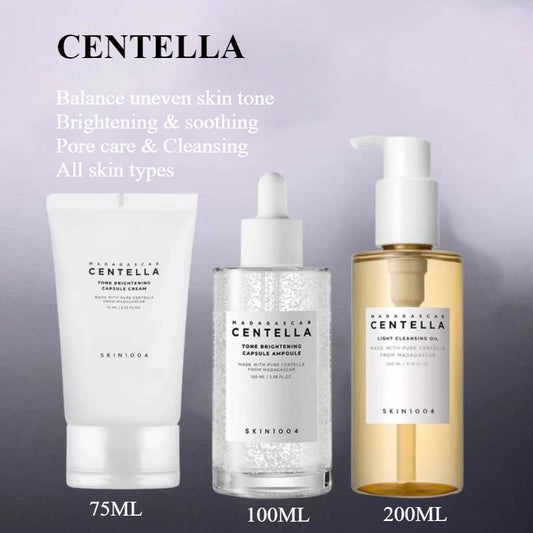 Korean Centella Brightening Capsule Ampoule Face Serum Moisturizing Cream and Makeup Cleaning Oil Skincare Original Products Set