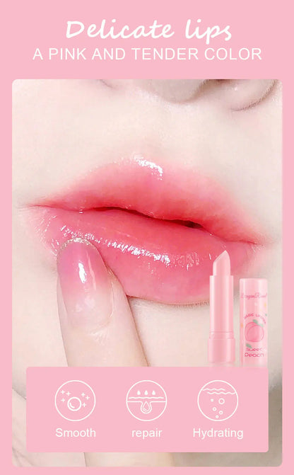 1PC Color Changing Lip Balm Temperature Change Tinted Lipstick Peach Moisturizing Lasting Waterproof Makeup Lip Care Cosmetics