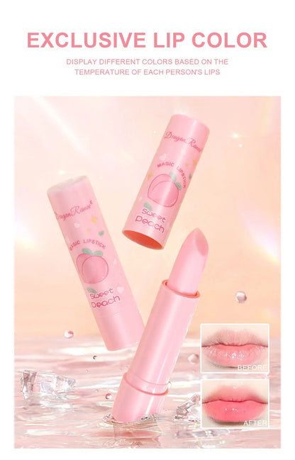 1PC Color Changing Lip Balm Temperature Change Tinted Lipstick Peach Moisturizing Lasting Waterproof Makeup Lip Care Cosmetics