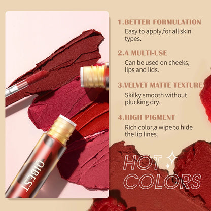 QIBEST Leopard Print Velvet Matte Liquid Lipstick Lasting Waterproof Non-Stick Cup Lip Gloss Women Sexy Moisturizing Lip Tint