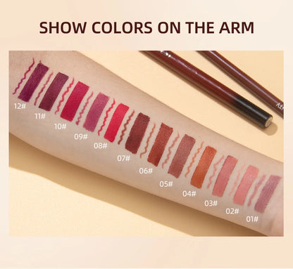 QIBEST Lipstick Pencil Waterproof Sexy Red Nude Purple Matte Tint Lipstick Lasting Lip liner Pen Longlasting Makeup Cosmetics
