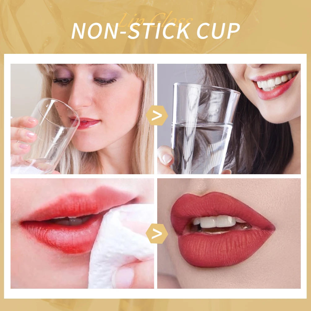 QIBEST Leopard Print Velvet Matte Liquid Lipstick Lasting Waterproof Non-Stick Cup Lip Gloss Women Sexy Moisturizing Lip Tint