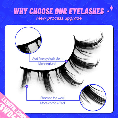 Manga Lashes Cat eye 3D Natural False Lashes Eyelashes Natural Look Manga Lashes Soft Cross Wispy Natural Eyelash Extension