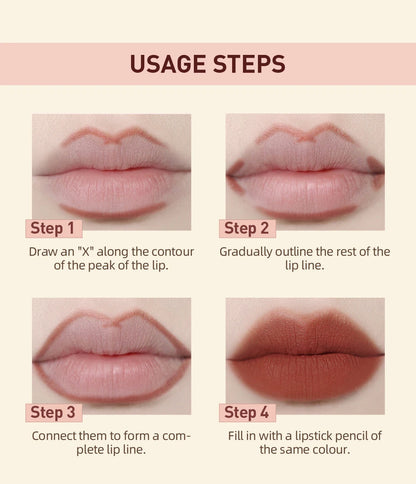 QIBEST Lipstick Pencil Waterproof Sexy Red Nude Purple Matte Tint Lipstick Lasting Lip liner Pen Longlasting Makeup Cosmetics