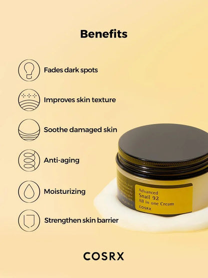 COSRX Snail Mucin 92% Moisturizer 3.52oz/ 100g, Daily Face Gel Cream for Dry, Sensitive Skin
