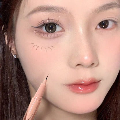 Waterproof Liquid Eyeliner Pen Cosmetic Lower Lashes Lying Silkworm Quick Drying 12 Hour Wear Ultra Fine Black Eyeliner Makeup
