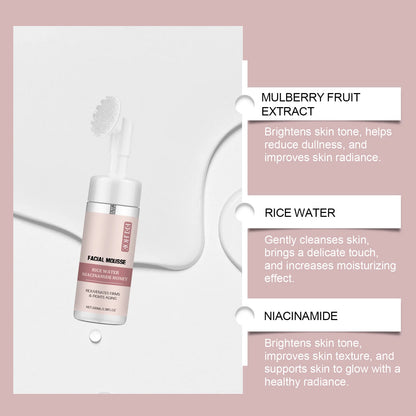 Rice Water Cleansing Mousse Oil Control Deep Cleaning Pores Moisturizing Brightening Soothing Rejuvenation Foam Face Wash Care