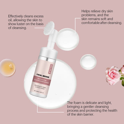 Rice Water Cleansing Mousse Oil Control Deep Cleaning Pores Moisturizing Brightening Soothing Rejuvenation Foam Face Wash Care