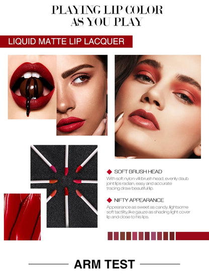 O.TWO.O 12 colors High Quality Velvet Matte lipstick Long Lasting Lips Makeup Waterproof Easy to Wear Matte Liquid Lip Gloss