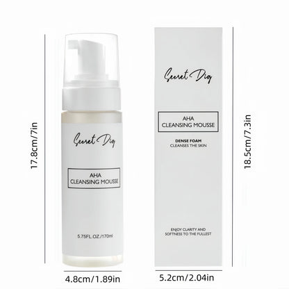 AHA Deep Cleansing Foam, Facial Cleanser, for Double Cleansing, AHA, Hyaluronic Acid, Glycerin, Face Wash, Blackhead Remover