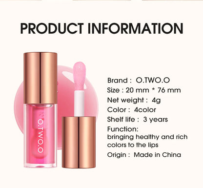 O.TWO.O Lip Oil Gloss Lip Plumper Makeup Moisturizing NonSticky Sexy Water Glossy Glitter Primer Tint Lip Balm Care Cosmetics