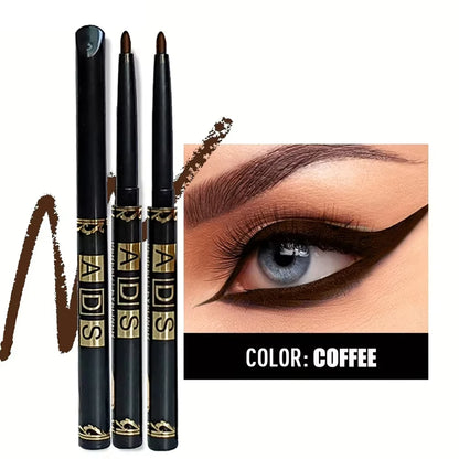 3Pcs Waterproof & Sweat-Proof Black Eyeliner Pencil Combined Lasting Smudge-Proof Bold Eye Makeup Easy Glide Formula for Perfe