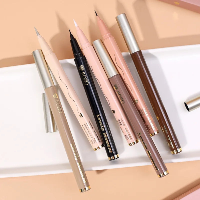 Waterproof Liquid Eyeliner Pen Cosmetic Lower Lashes Lying Silkworm Quick Drying 12 Hour Wear Ultra Fine Black Eyeliner Makeup