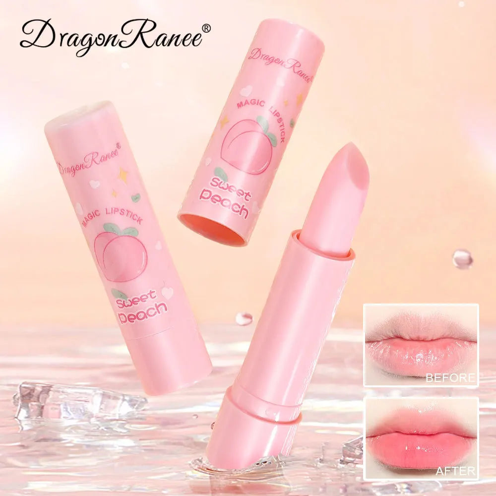 1PC Color Changing Lip Balm Temperature Change Tinted Lipstick Peach Moisturizing Lasting Waterproof Makeup Lip Care Cosmetics