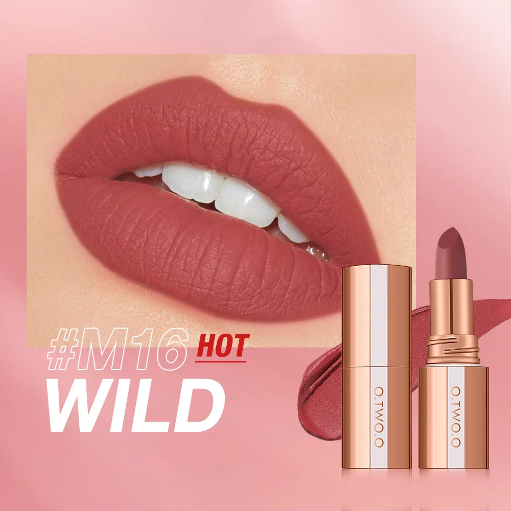 O.TWO.O Lipstick Lip Tint Waterproof Long Lasting Non-stick Cup Sexy Red Pink Lip Glaze Velvet Matte Lipstick Makeup