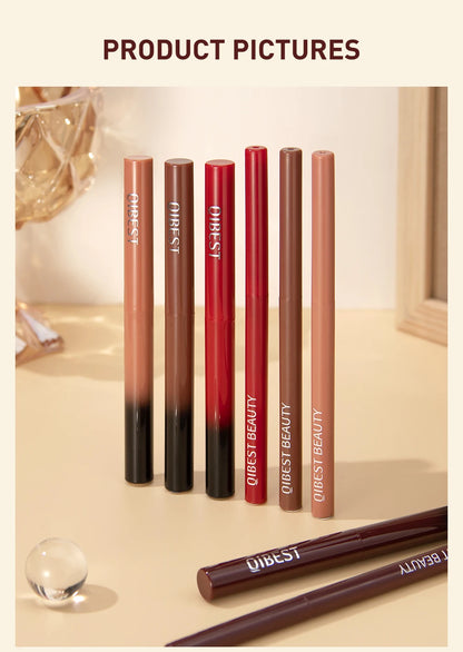 QIBEST Lipstick Pencil Waterproof Sexy Red Nude Purple Matte Tint Lipstick Lasting Lip liner Pen Longlasting Makeup Cosmetics