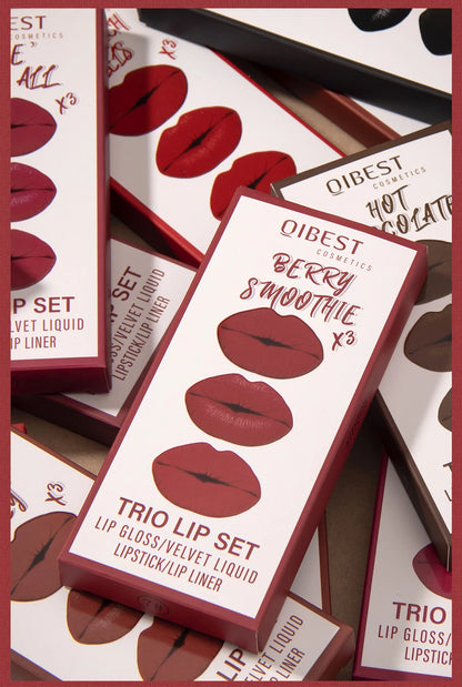 3pcs Matte Liquid Lipstick+Lip Liner Set Lip Glaze Makeup Nude Black Red Velvet Lip Gloss Long Lasting Lip Tint Cosmetics Kits