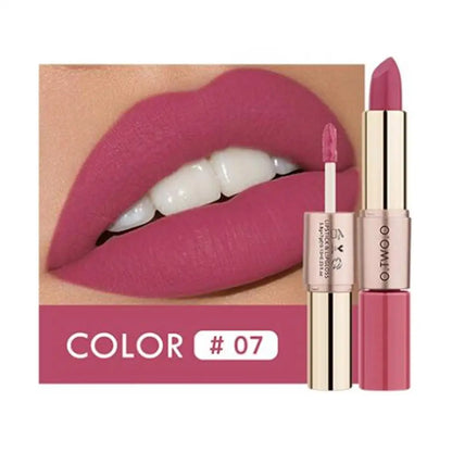 O.TWO.O 2 in 1 Matte Lipstick Lip Gloss Cosmetics Waterproof Pintalabios Batom Mate Lips Makeup Rouge 12 Colors Lip Stick