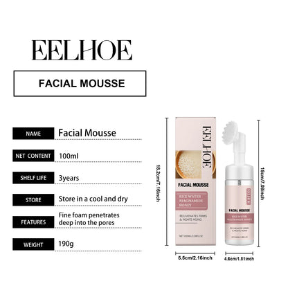 Rice Water Cleansing Mousse Oil Control Deep Cleaning Pores Moisturizing Brightening Soothing Rejuvenation Foam Face Wash Care