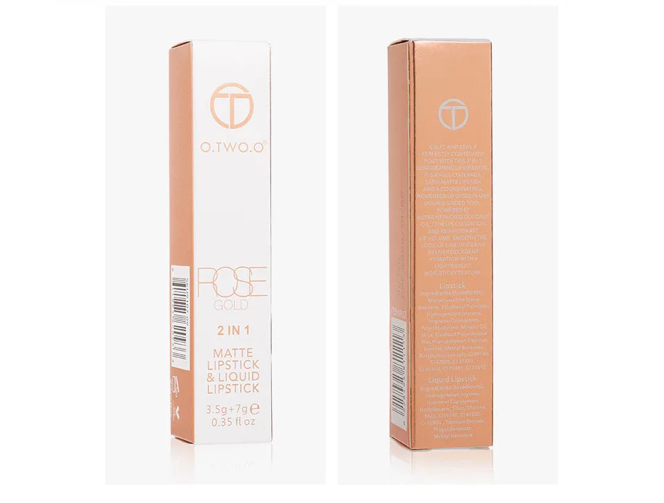 O.TWO.O 2 IN 1 Matte Lipstick&Liquid Lipstick 12 Colors Makeup Lip Glaze Waterproof Batom Lip Cosmetics Silky Texture