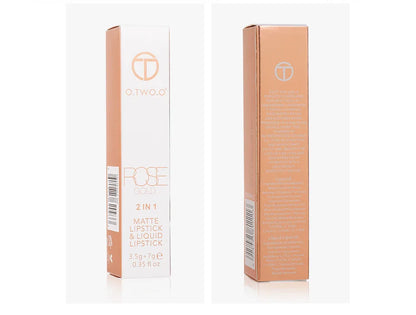 O.TWO.O 2 IN 1 Matte Lipstick&Liquid Lipstick 12 Colors Makeup Lip Glaze Waterproof Batom Lip Cosmetics Silky Texture