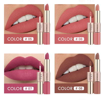 O.TWO.O 2 IN 1 Matte Lipstick&Liquid Lipstick 12 Colors Makeup Lip Glaze Waterproof Batom Lip Cosmetics Silky Texture