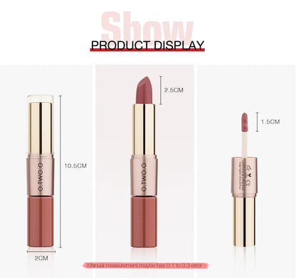 O.TWO.O 2 IN 1 Matte Lipstick&Liquid Lipstick 12 Colors Makeup Lip Glaze Waterproof Batom Lip Cosmetics Silky Texture