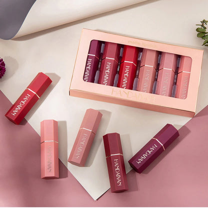 6Pcs Velvet Matte Lipstick Kit Lips Makeup Nude Waterproof Lip Stick Makeup Cosmetics Foggy Matte Tint Lip Balm Cream Pigment