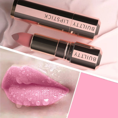 Pearl White Exhibitionist Lipstick Nude Red Pink Matte Lipstick Long Lasting Smudge Proof Waterproof Non-Transfer Formula
