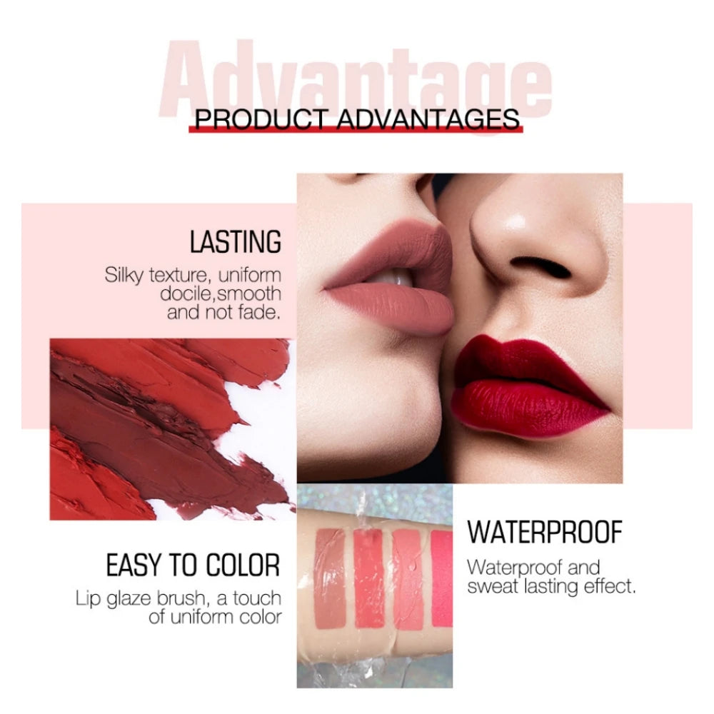 O.TWO.O 2 IN 1 Matte Lipstick&Liquid Lipstick 12 Colors Makeup Lip Glaze Waterproof Batom Lip Cosmetics Silky Texture