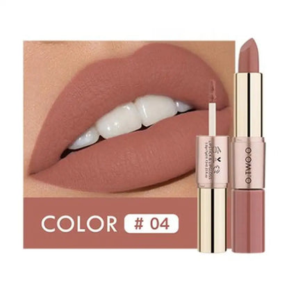 O.TWO.O 2 in 1 Matte Lipstick Lip Gloss Cosmetics Waterproof Pintalabios Batom Mate Lips Makeup Rouge 12 Colors Lip Stick