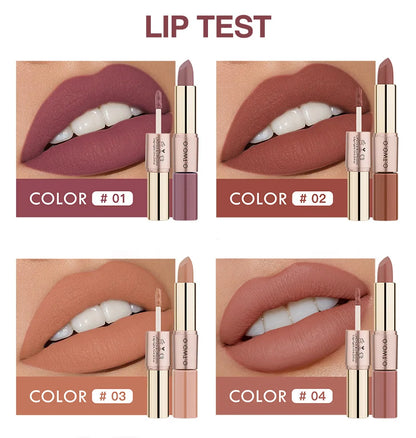 O.TWO.O 2 IN 1 Matte Lipstick&Liquid Lipstick 12 Colors Makeup Lip Glaze Waterproof Batom Lip Cosmetics Silky Texture