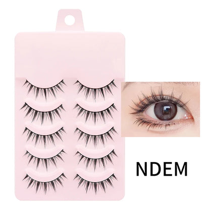 DINGSEN 5 Pairs Manga Lashes Eyes Lashes Soft Natural Long Eyelashes Fake Lashes Anime Wispy Strip False Eyelashes Makeup