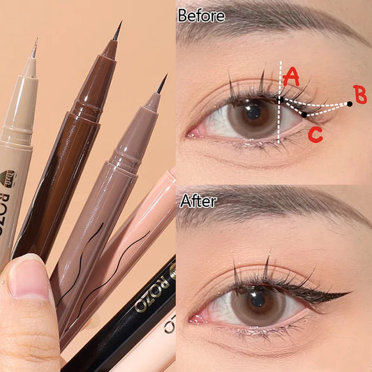 Waterproof Liquid Eyeliner Pen Cosmetic Lower Lashes Lying Silkworm Quick Drying 12 Hour Wear Ultra Fine Black Eyeliner Makeup